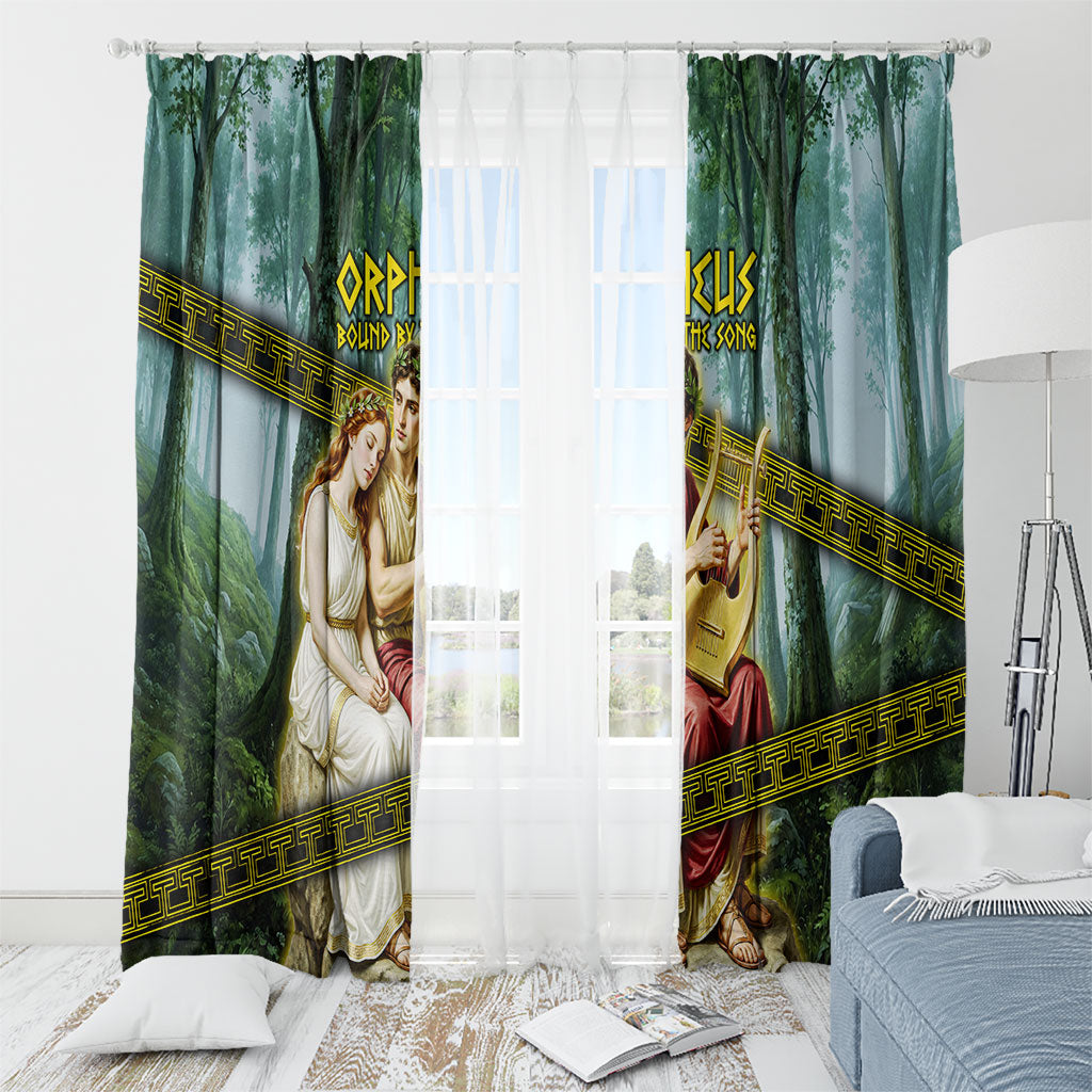 Orpheus And Eurydice Greek Mythology Lyre Window Curtain Vintage Ancient Greek Meander Classical Statue