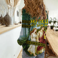 Orpheus And Eurydice Greek Mythology Lyre Women Casual Shirt Vintage Ancient Greek Meander Classical Statue