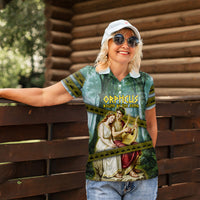 Orpheus And Eurydice Greek Mythology Lyre Women Polo Shirt Vintage Ancient Greek Meander Classical Statue