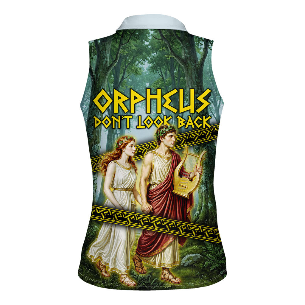 Orpheus And Eurydice Greek Mythology Lyre Women Sleeveless Polo Shirt Vintage Ancient Greek Meander Classical Statue