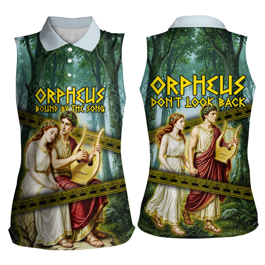 Orpheus And Eurydice Greek Mythology Lyre Women Sleeveless Polo Shirt Vintage Ancient Greek Meander Classical Statue