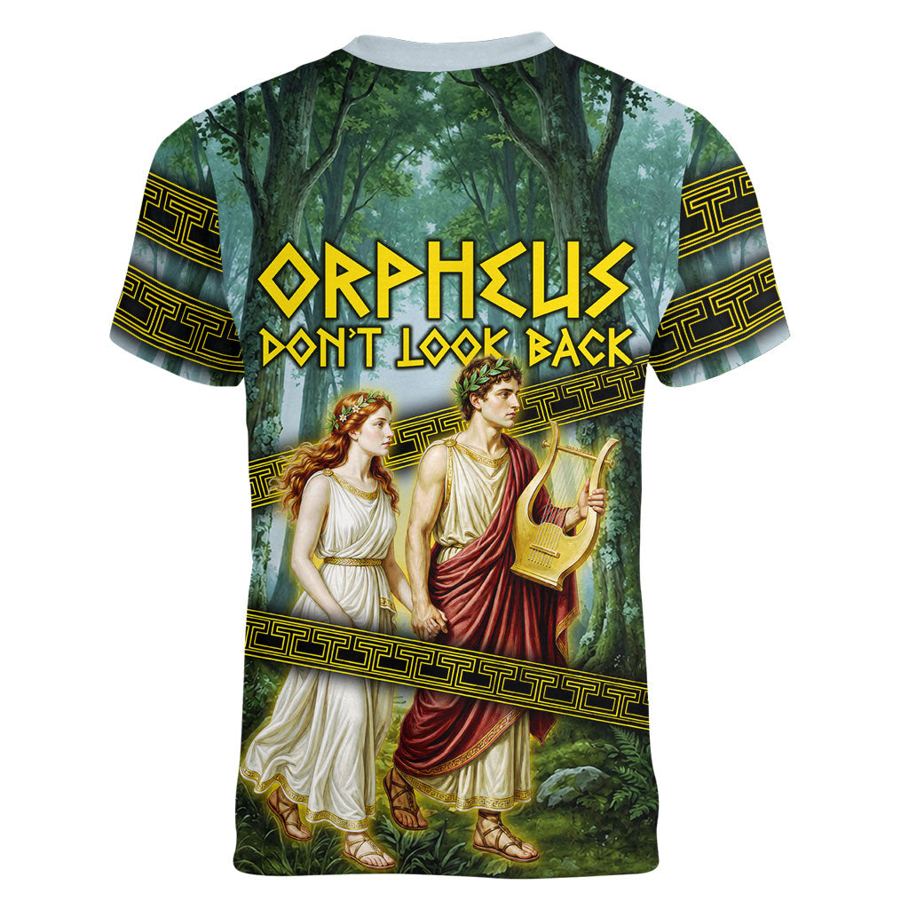 Orpheus And Eurydice Greek Mythology Lyre Women V-Neck T-Shirt Vintage Ancient Greek Meander Classical Statue