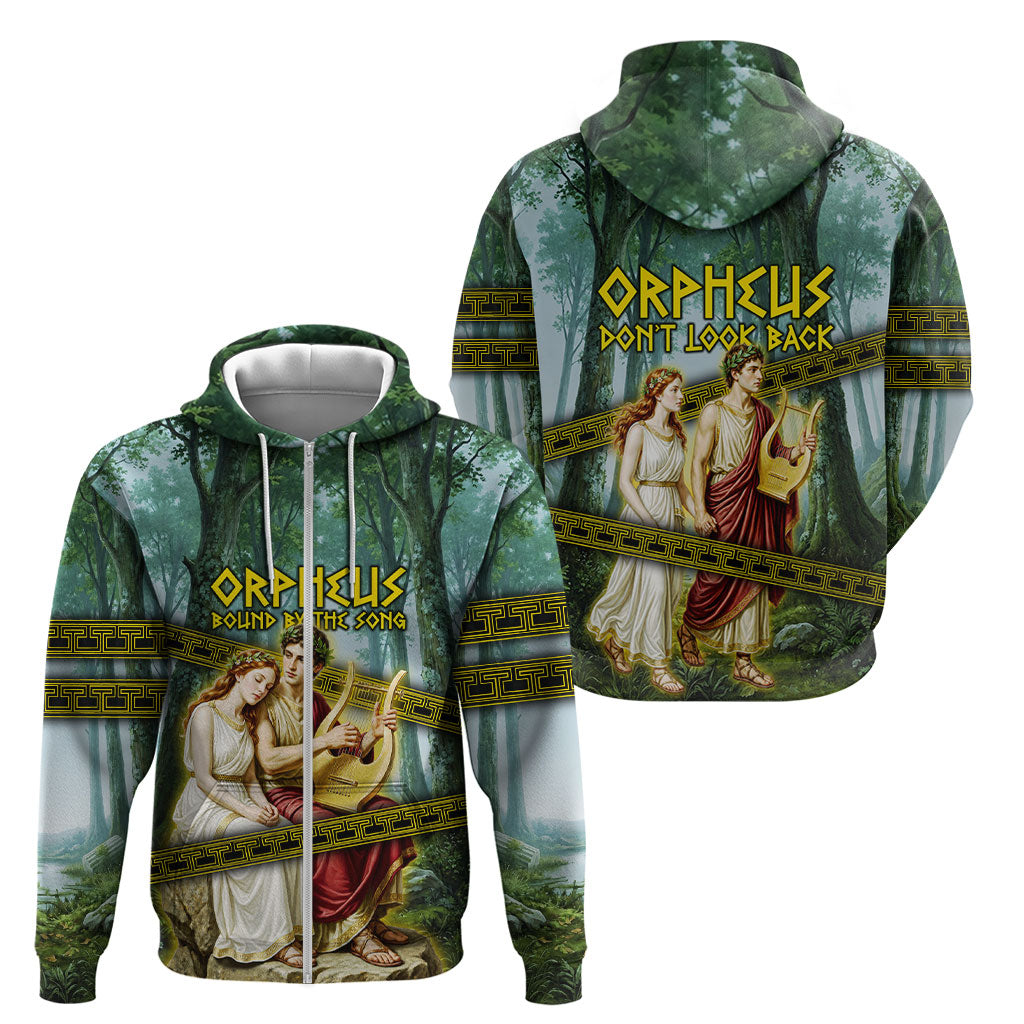Orpheus And Eurydice Greek Mythology Lyre Zip Hoodie Vintage Ancient Greek Meander Classical Statue