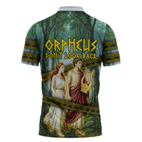 Orpheus And Eurydice Greek Mythology Lyre Zipper Polo Shirt Vintage Ancient Greek Meander Classical Statue