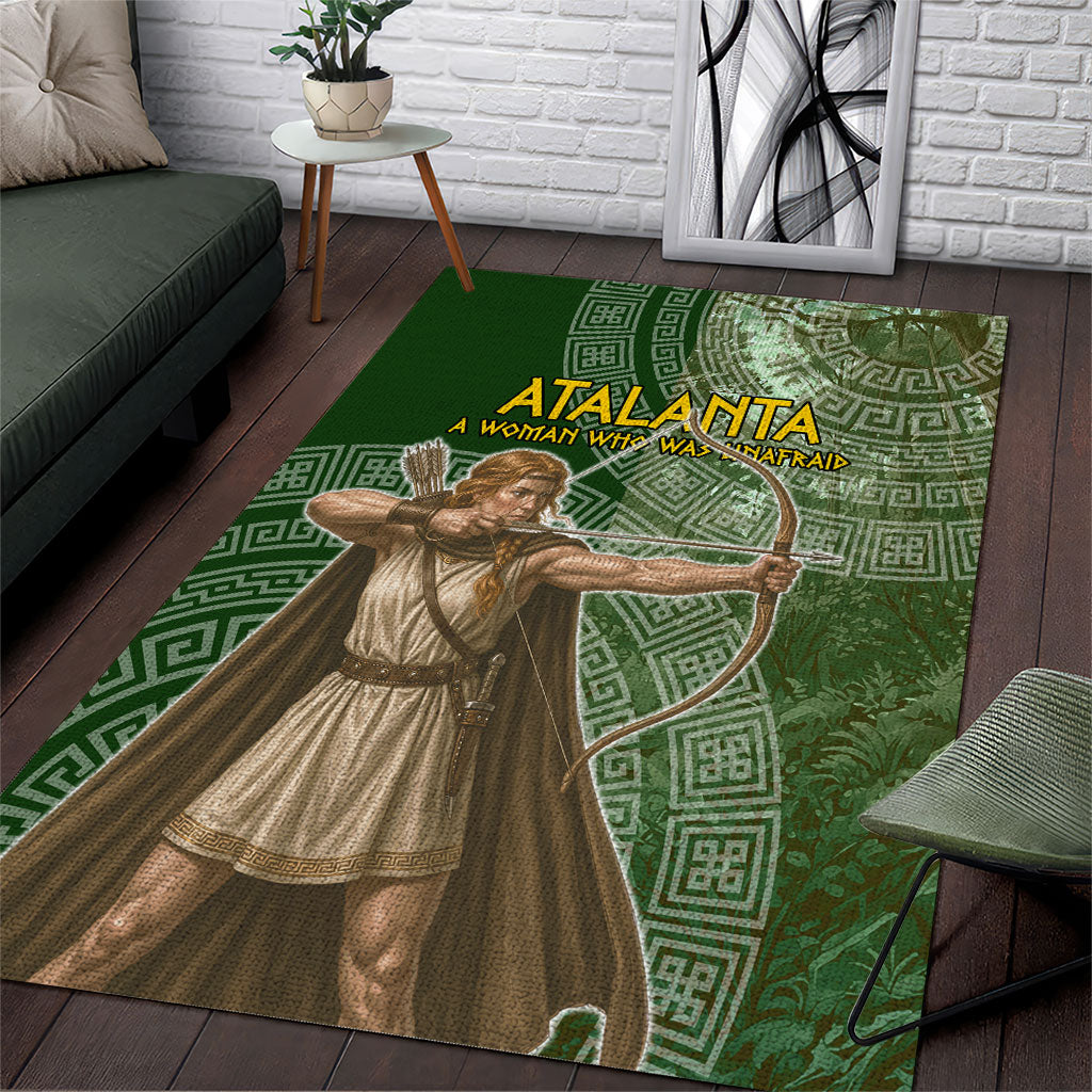 Atalanta Greek Mythology Huntress Archer Area Rug Ancient Greek Meander Pattern