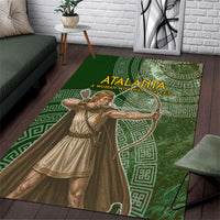 Atalanta Greek Mythology Huntress Archer Area Rug Ancient Greek Meander Pattern