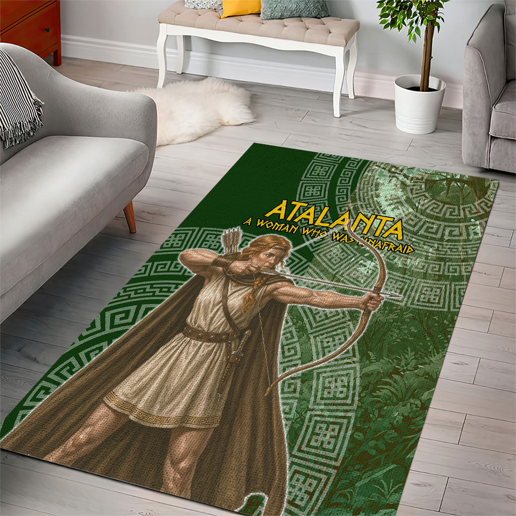 Atalanta Greek Mythology Huntress Archer Area Rug Ancient Greek Meander Pattern