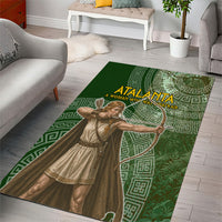 Atalanta Greek Mythology Huntress Archer Area Rug Ancient Greek Meander Pattern