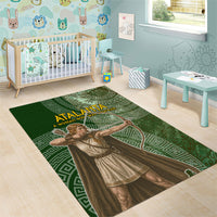 Atalanta Greek Mythology Huntress Archer Area Rug Ancient Greek Meander Pattern