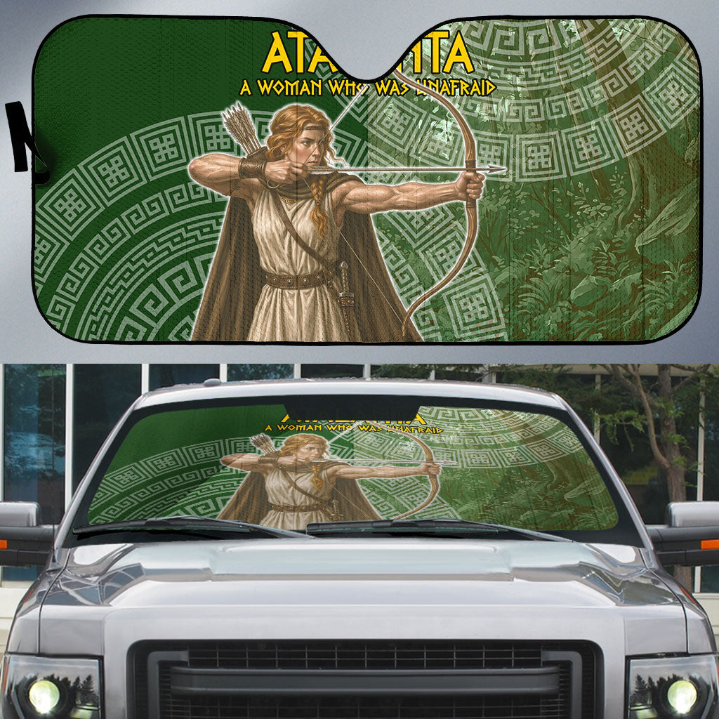 Atalanta Greek Mythology Huntress Archer Auto Sun Shade Ancient Greek Meander Pattern