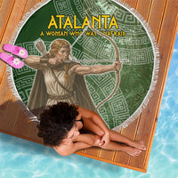 Atalanta Greek Mythology Huntress Archer Beach Blanket Ancient Greek Meander Pattern