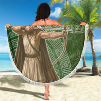 Atalanta Greek Mythology Huntress Archer Beach Blanket Ancient Greek Meander Pattern