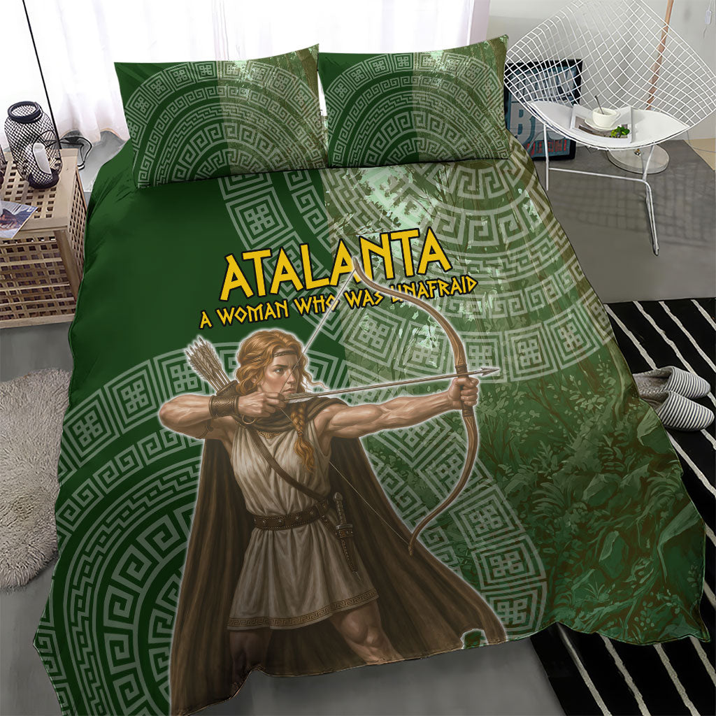 Atalanta Greek Mythology Huntress Archer Bedding Set Ancient Greek Meander Pattern