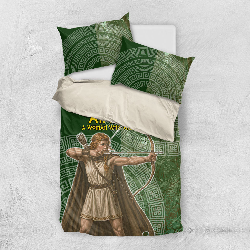 Atalanta Greek Mythology Huntress Archer Bedding Set Ancient Greek Meander Pattern