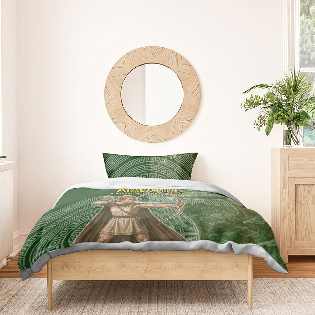 Atalanta Greek Mythology Huntress Archer Bedding Set Ancient Greek Meander Pattern