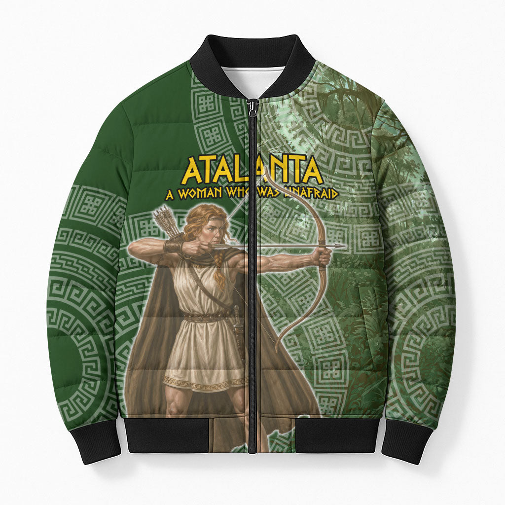 Atalanta Greek Mythology Huntress Archer Bomber Puffer Jacket Ancient Greek Meander Pattern