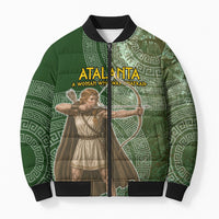 Atalanta Greek Mythology Huntress Archer Bomber Puffer Jacket Ancient Greek Meander Pattern