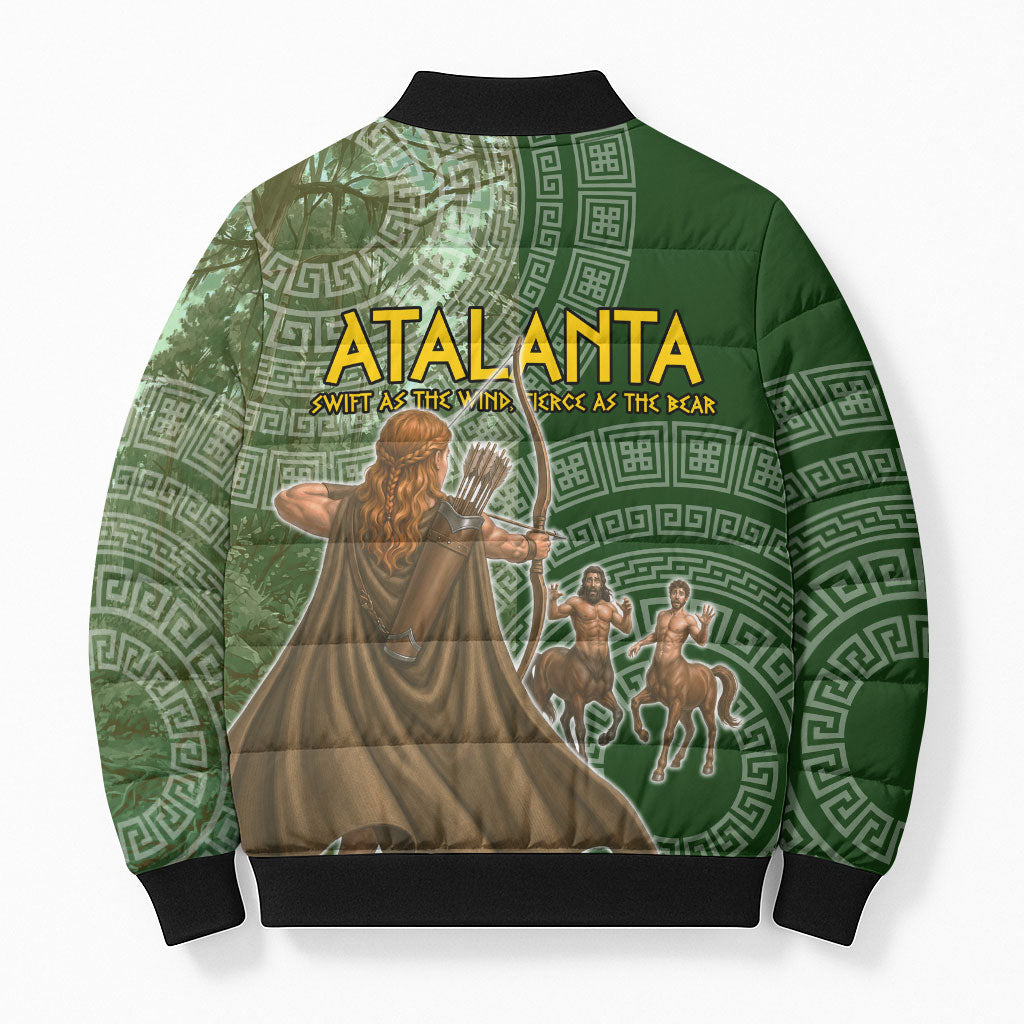 Atalanta Greek Mythology Huntress Archer Bomber Puffer Jacket Ancient Greek Meander Pattern