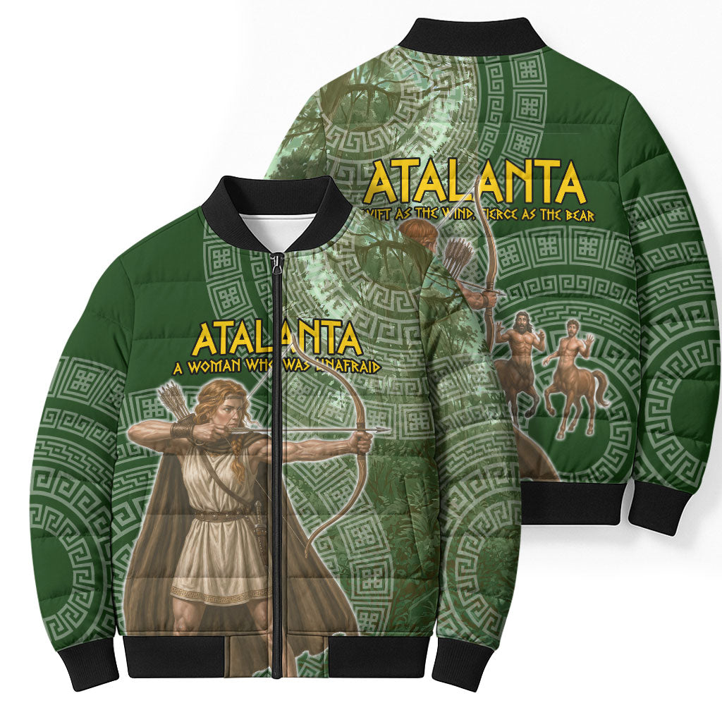 Atalanta Greek Mythology Huntress Archer Bomber Puffer Jacket Ancient Greek Meander Pattern