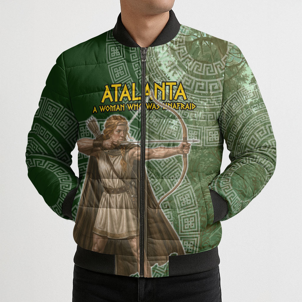 Atalanta Greek Mythology Huntress Archer Bomber Puffer Jacket Ancient Greek Meander Pattern