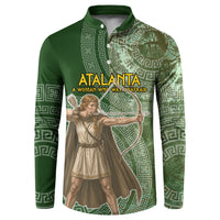 Atalanta Greek Mythology Huntress Archer Button Sweatshirt Ancient Greek Meander Pattern