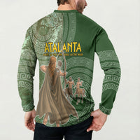 Atalanta Greek Mythology Huntress Archer Button Sweatshirt Ancient Greek Meander Pattern