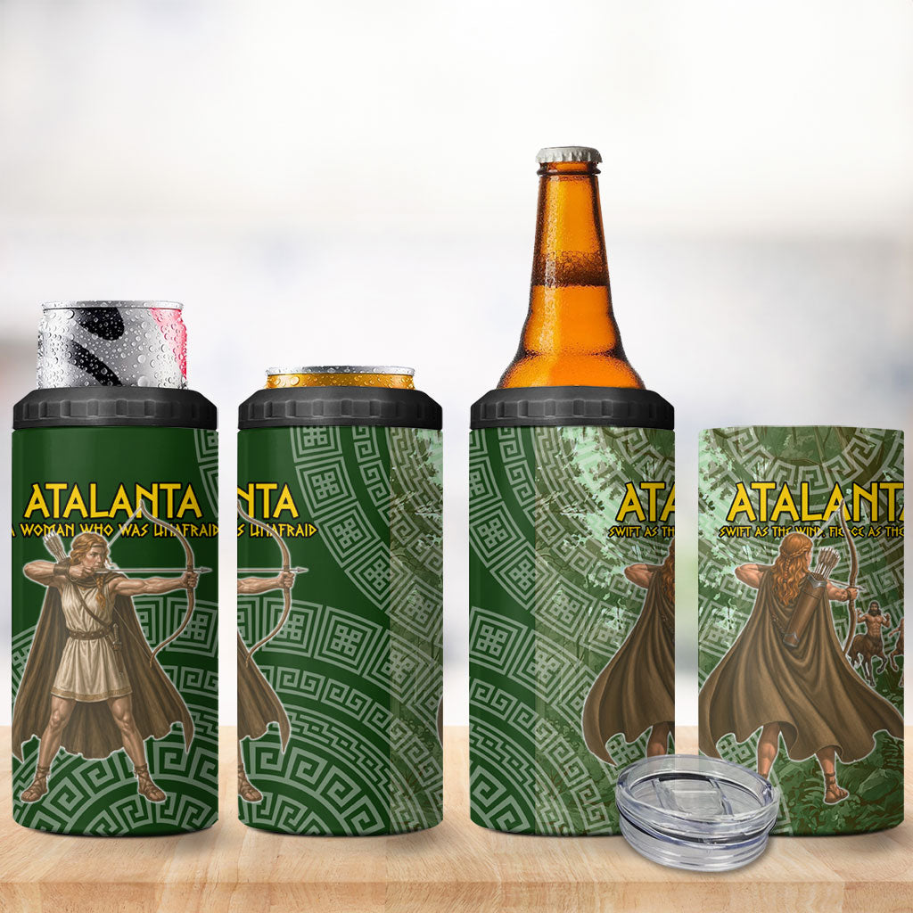 Atalanta Greek Mythology Huntress Archer 4 in 1 Can Cooler Tumbler Ancient Greek Meander Pattern