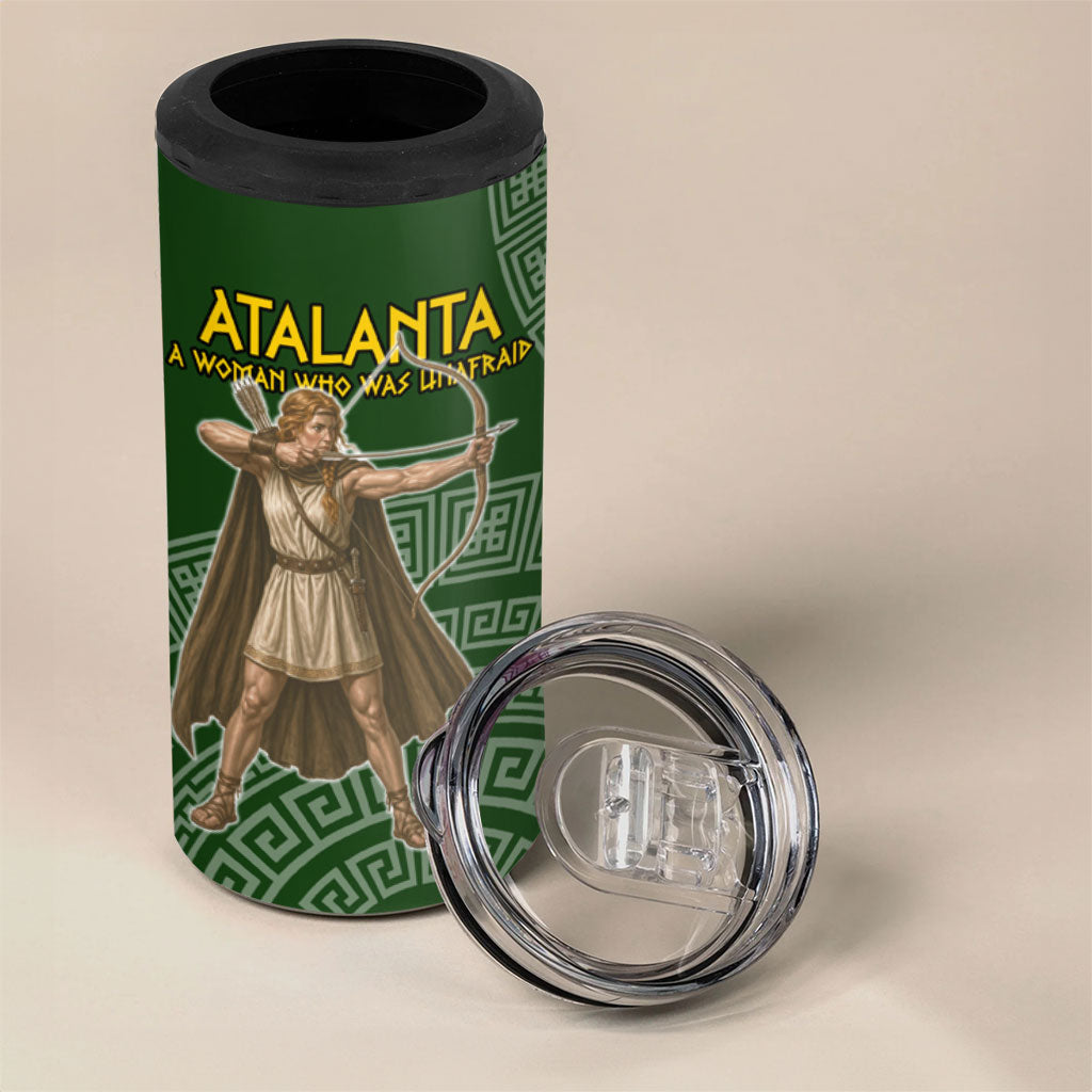 Atalanta Greek Mythology Huntress Archer 4 in 1 Can Cooler Tumbler Ancient Greek Meander Pattern