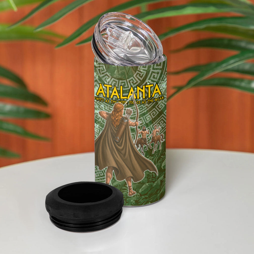 Atalanta Greek Mythology Huntress Archer 4 in 1 Can Cooler Tumbler Ancient Greek Meander Pattern