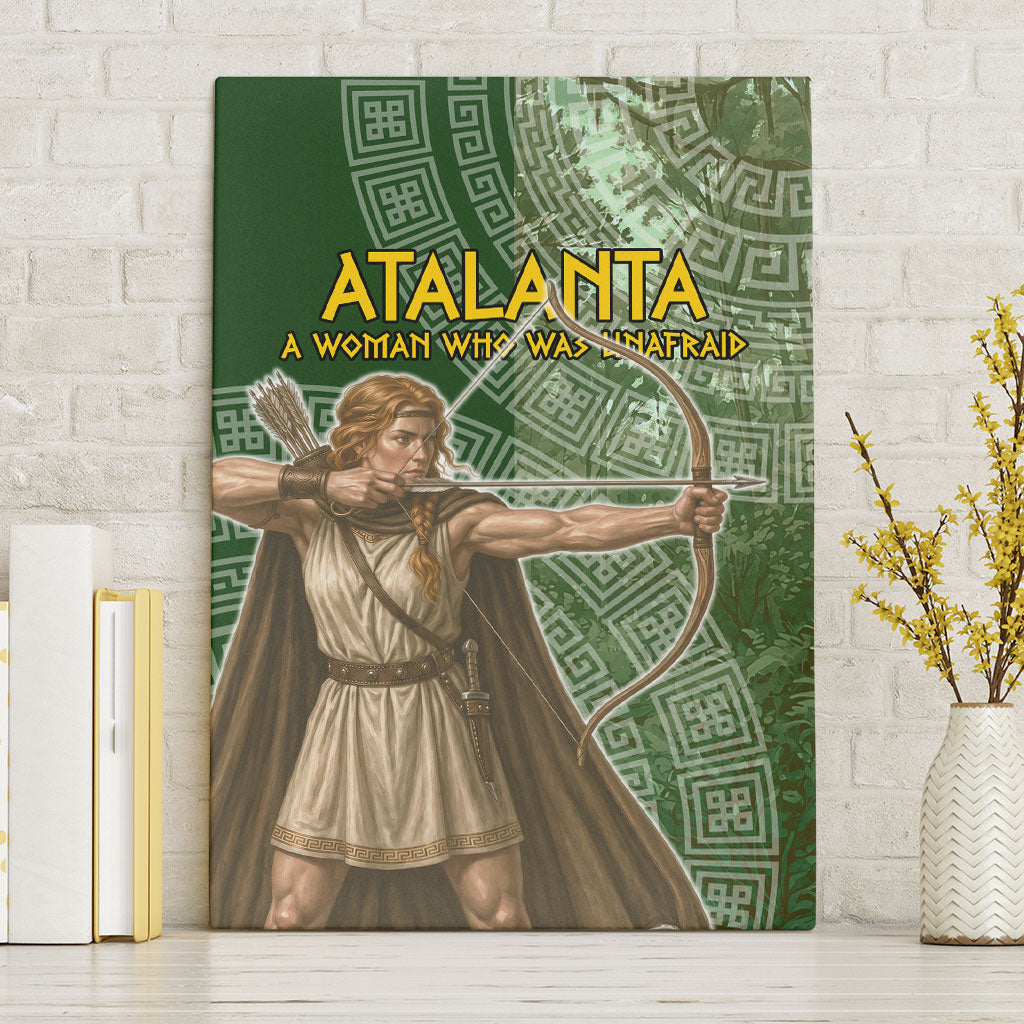 Atalanta Greek Mythology Huntress Archer Canvas Wall Art Ancient Greek Meander Pattern