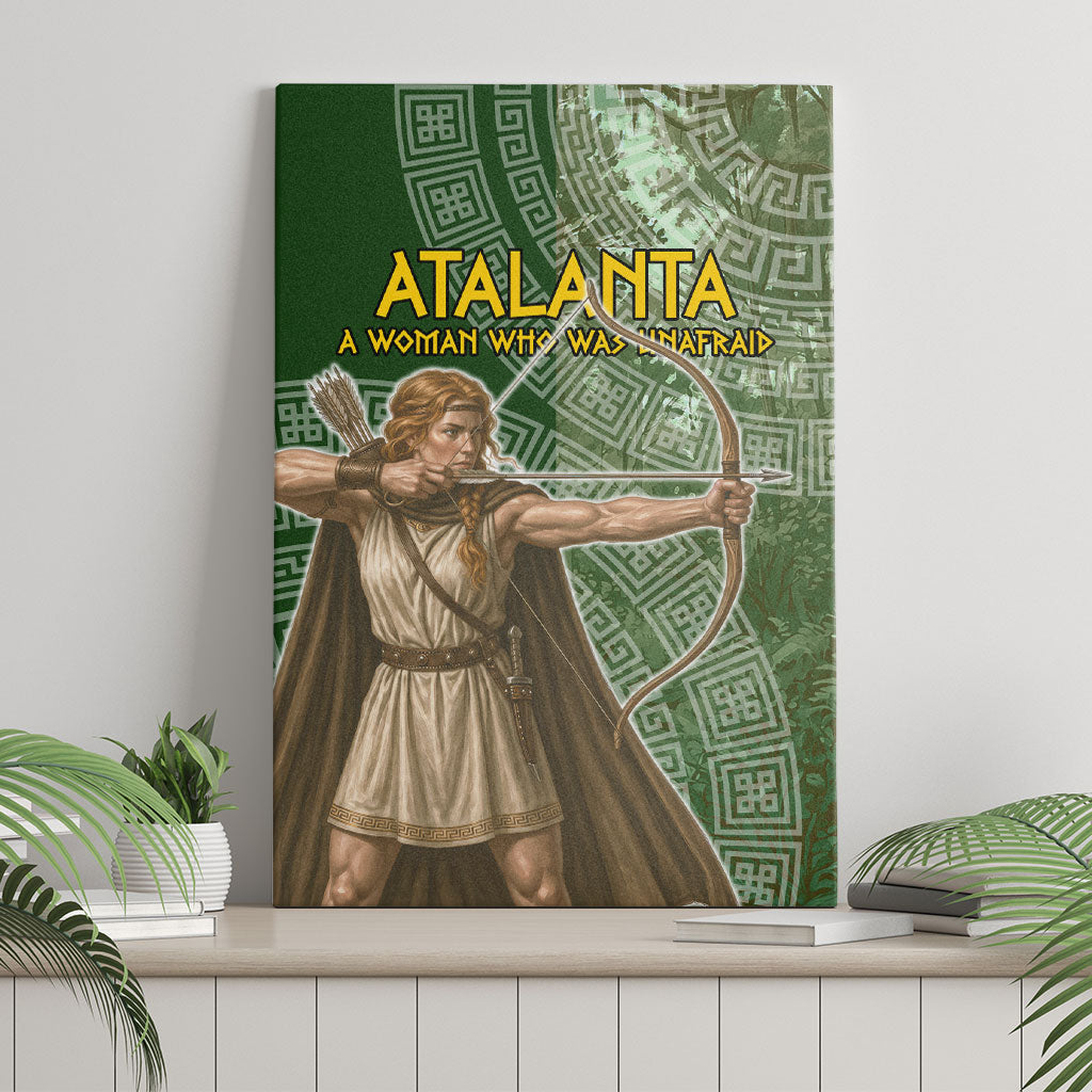 Atalanta Greek Mythology Huntress Archer Canvas Wall Art Ancient Greek Meander Pattern