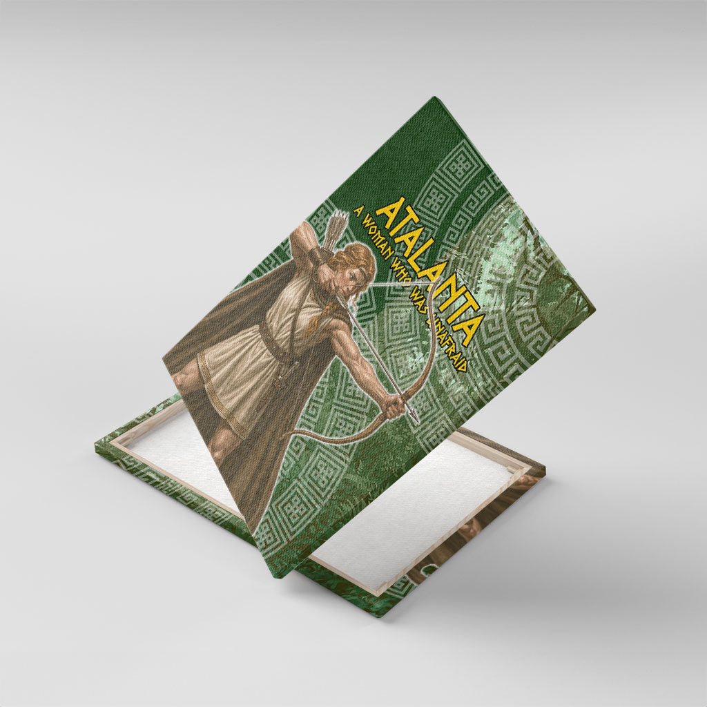 Atalanta Greek Mythology Huntress Archer Canvas Wall Art Ancient Greek Meander Pattern