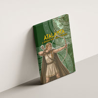 Atalanta Greek Mythology Huntress Archer Canvas Wall Art Ancient Greek Meander Pattern