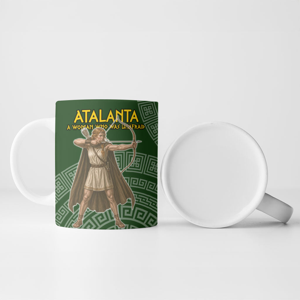 Atalanta Greek Mythology Huntress Archer Ceramic Mug Ancient Greek Meander Pattern