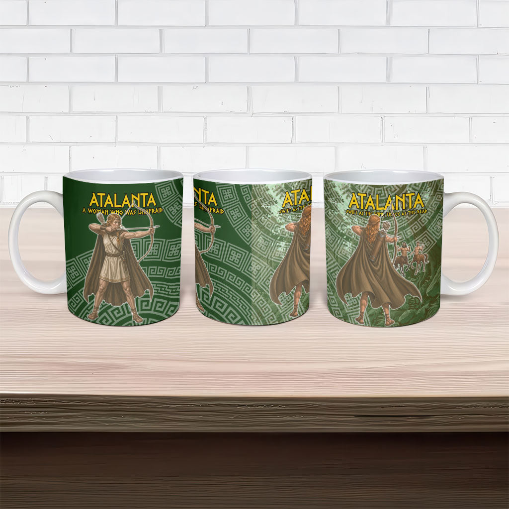 Atalanta Greek Mythology Huntress Archer Ceramic Mug Ancient Greek Meander Pattern