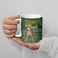 Atalanta Greek Mythology Huntress Archer Ceramic Mug Ancient Greek Meander Pattern