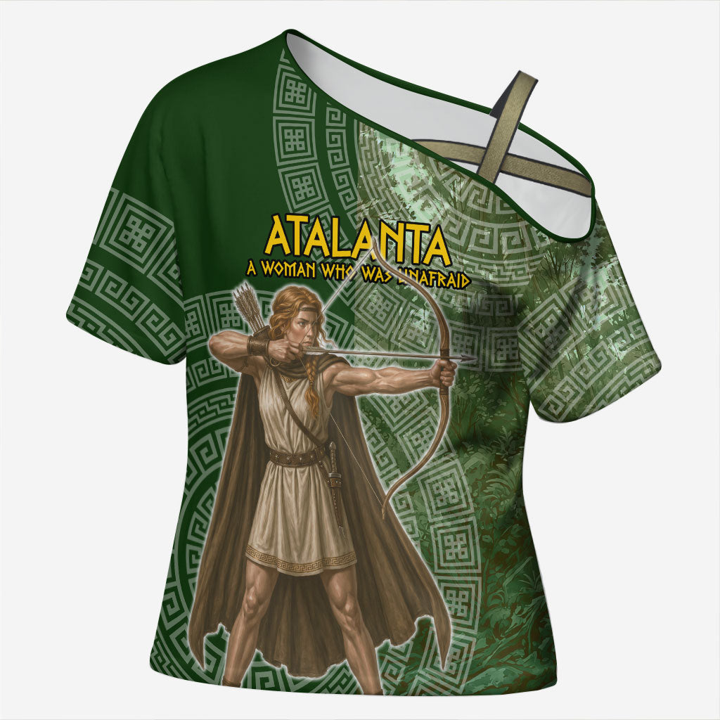 Atalanta Greek Mythology Huntress Archer Cross Shoulder Shirt Ancient Greek Meander Pattern