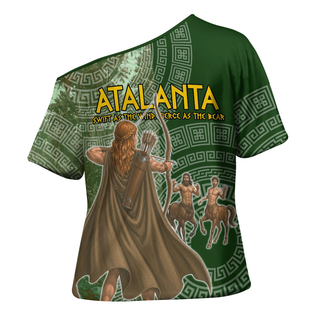Atalanta Greek Mythology Huntress Archer Cross Shoulder Shirt Ancient Greek Meander Pattern