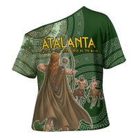 Atalanta Greek Mythology Huntress Archer Cross Shoulder Shirt Ancient Greek Meander Pattern