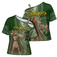 Atalanta Greek Mythology Huntress Archer Cross Shoulder Shirt Ancient Greek Meander Pattern