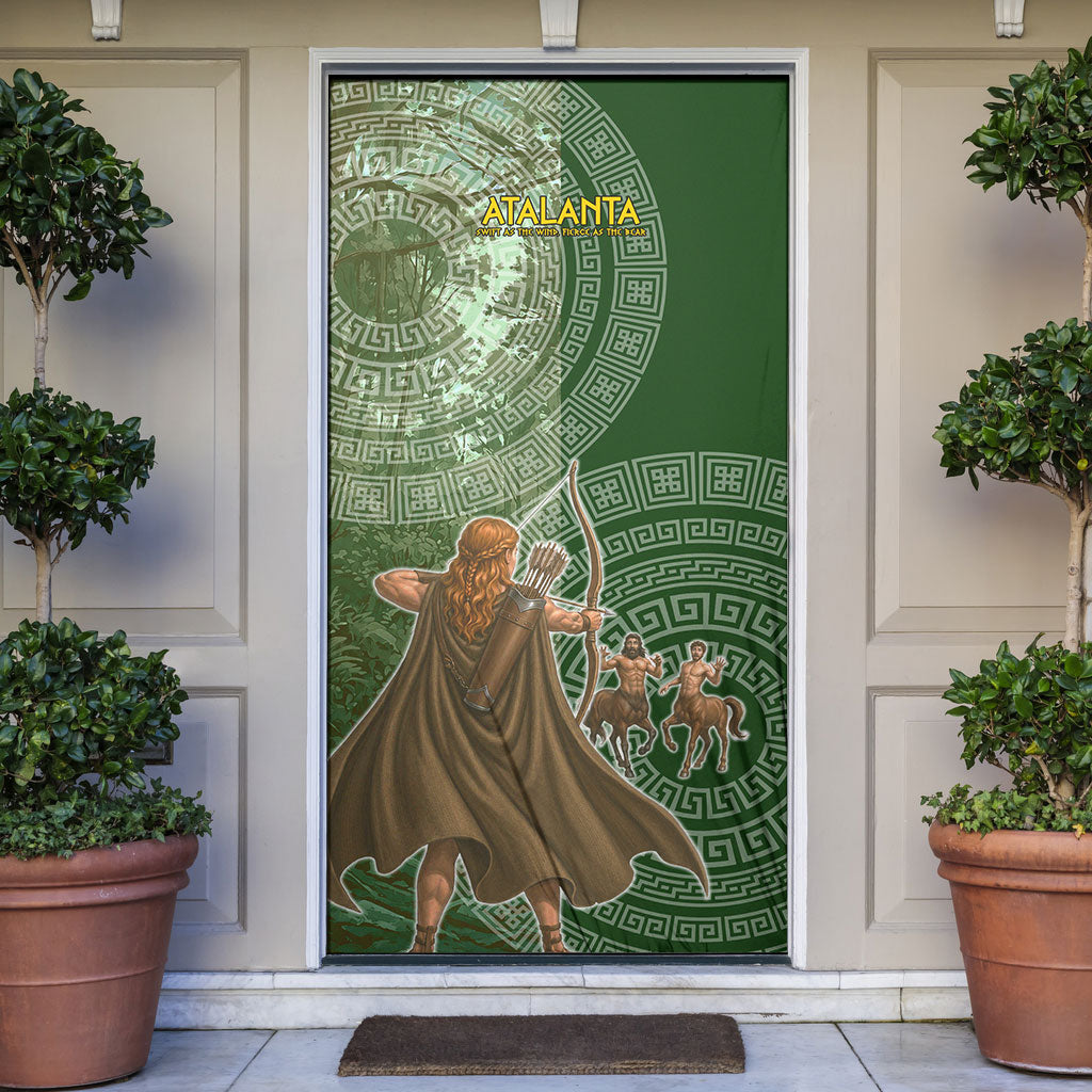 Atalanta Greek Mythology Huntress Archer Door Cover Ancient Greek Meander Pattern