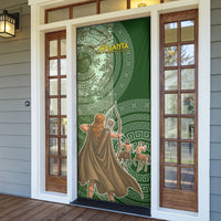 Atalanta Greek Mythology Huntress Archer Door Cover Ancient Greek Meander Pattern