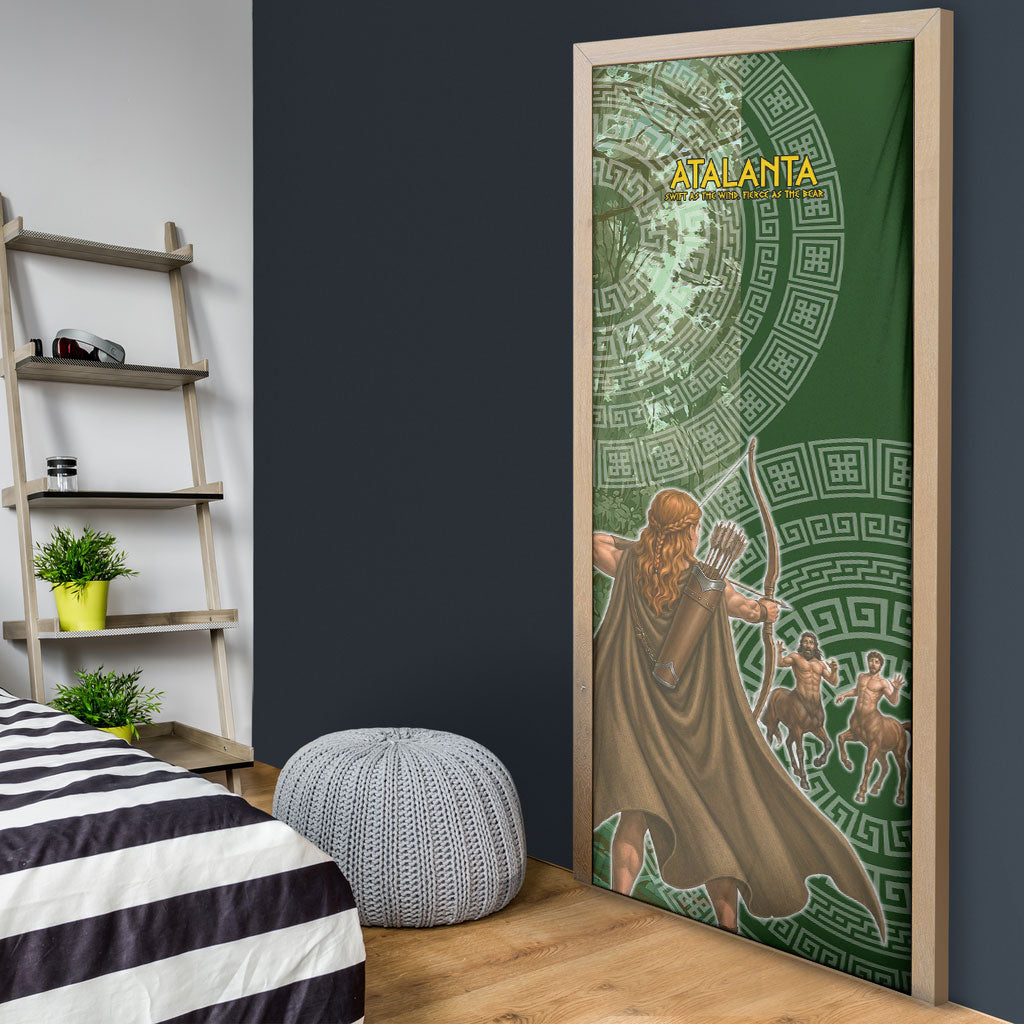 Atalanta Greek Mythology Huntress Archer Door Cover Ancient Greek Meander Pattern