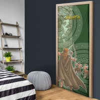 Atalanta Greek Mythology Huntress Archer Door Cover Ancient Greek Meander Pattern