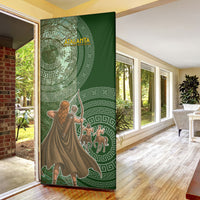 Atalanta Greek Mythology Huntress Archer Door Cover Ancient Greek Meander Pattern
