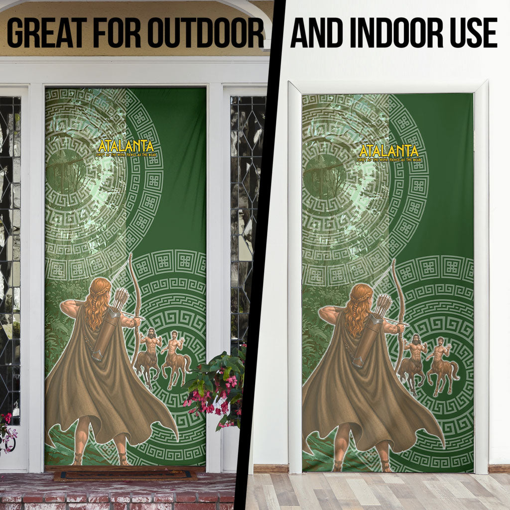 Atalanta Greek Mythology Huntress Archer Door Cover Ancient Greek Meander Pattern