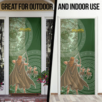 Atalanta Greek Mythology Huntress Archer Door Cover Ancient Greek Meander Pattern