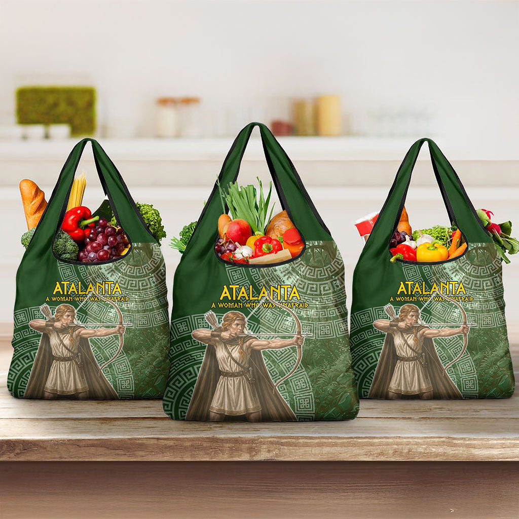 Atalanta Greek Mythology Huntress Archer Grocery Bag Ancient Greek Meander Pattern