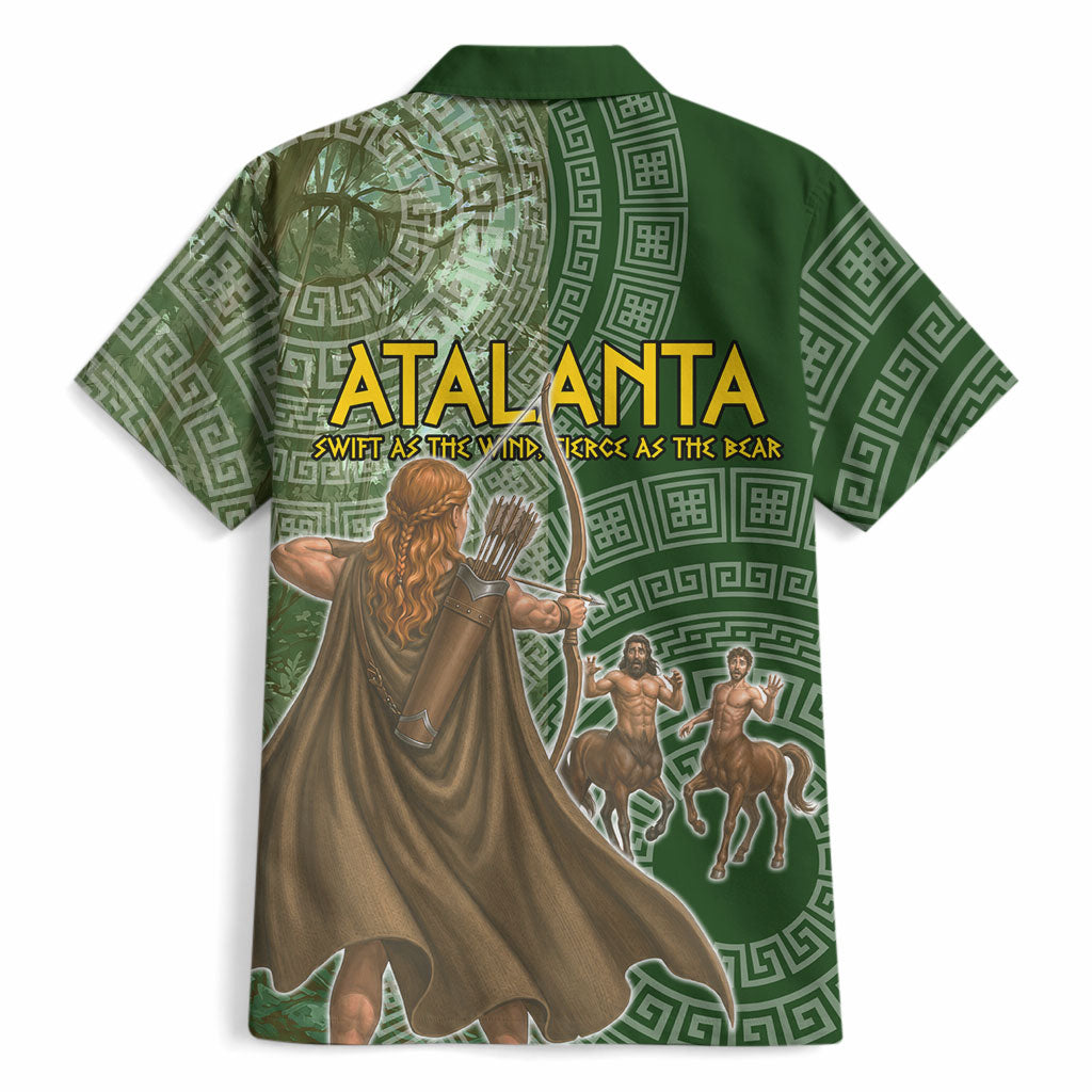 Atalanta Greek Mythology Huntress Archer Hawaiian Shirt Ancient Greek Meander Pattern