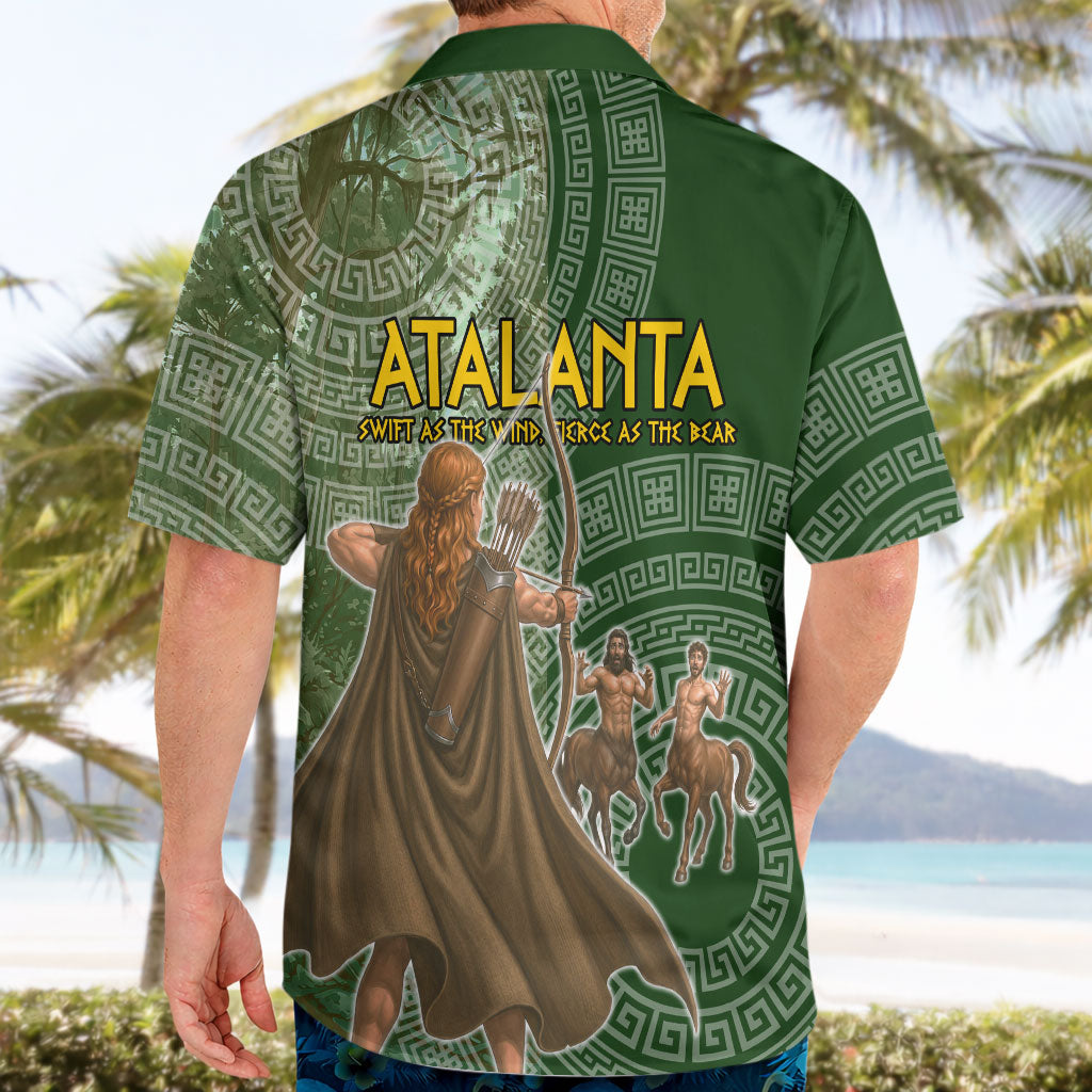 Atalanta Greek Mythology Huntress Archer Hawaiian Shirt Ancient Greek Meander Pattern